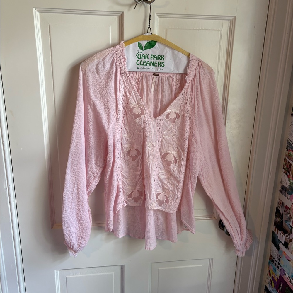Pink Lace Detail Women's Top